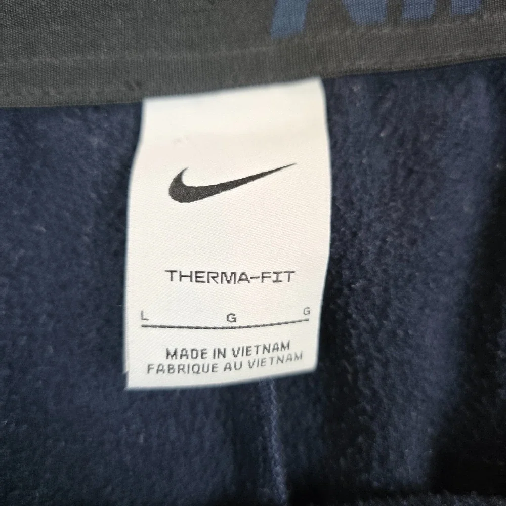 Nike Sweatpants Men L Blue Therma-Fit Straight Leg Fleece Activewear Drawstring